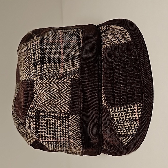 Billabong Hat Cap Newsboy Houndstooth Chevron Plaid Corduroy Wool Brown Lined - Picture 1 of 12
